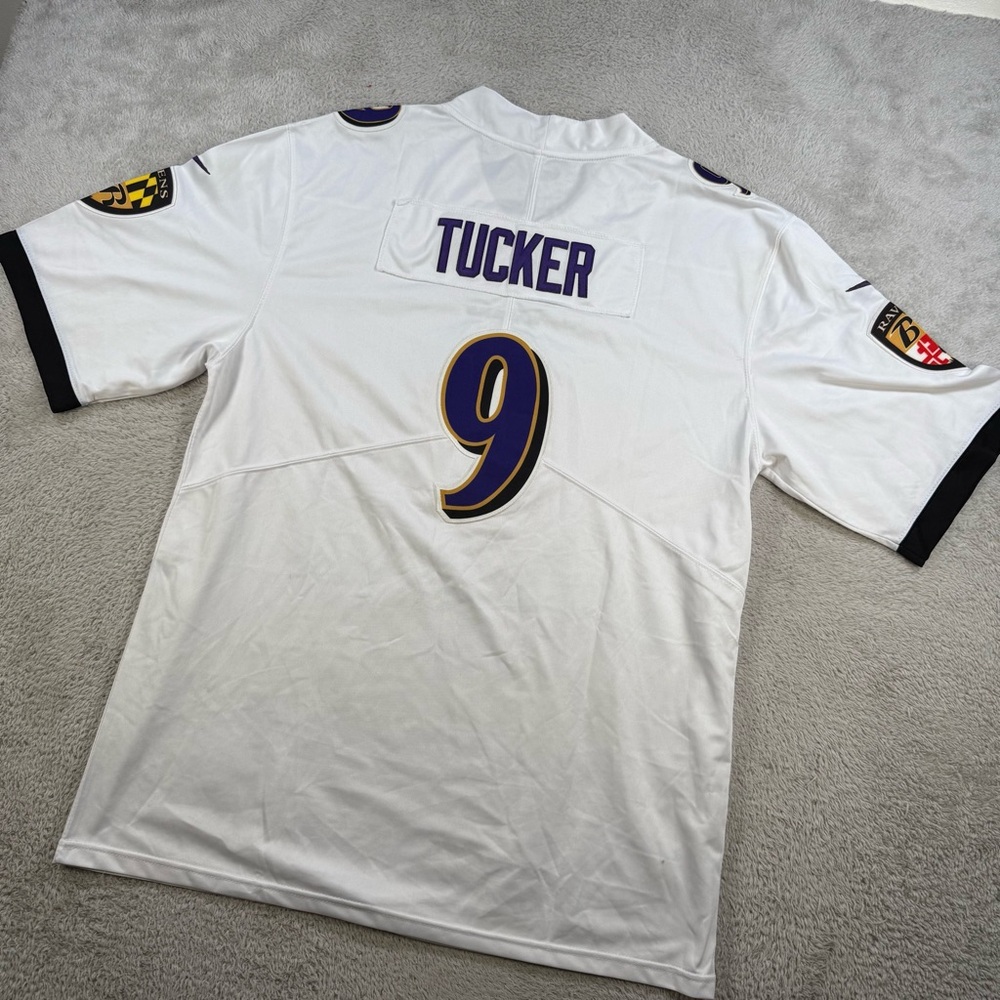 Baltimore Ravens Justin Tucker Jersey Mens 2XL White #9 Nike NFL